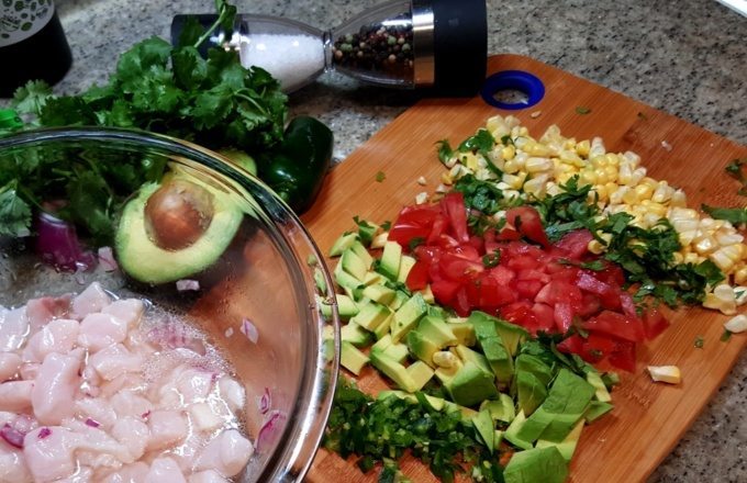 Ceviche Ingredients Chopped