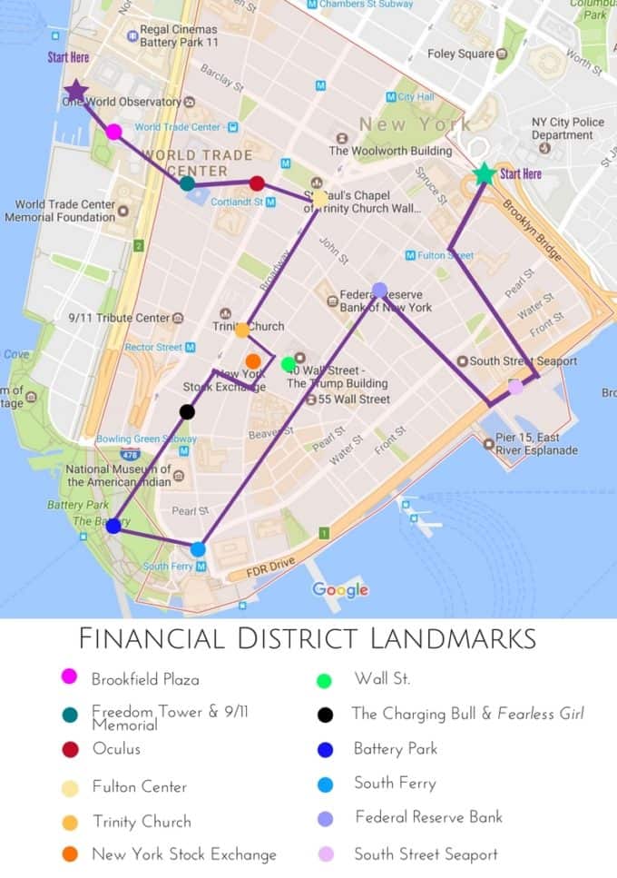 Map of Fidi|The Ultimate Guide of Things to Do in the Financial District NYC